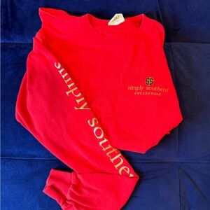 Simply Southern red women’s small long sleeve t-shirt. Holiday themed.